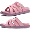 image:imageKuaiLu Gladiator Sandals for Women with Comfortable Arch Support Summer Beach Walking Fisherman Slides Boho Outfits Flats Slip on Cushion Shoes Indoor OutdoorPink