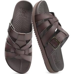 image:imageKuaiLu Gladiator Sandals for Women with Comfortable Arch Support Summer Beach Walking Fisherman Slides Boho Outfits Flats Slip on Cushion Shoes Indoor OutdoorBrown