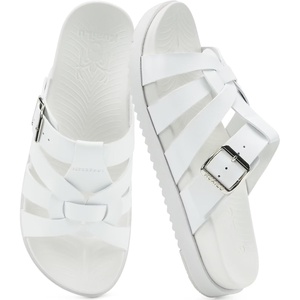 image:imageKuaiLu Gladiator Sandals for Women with Comfortable Arch Support Summer Beach Walking Fisherman Slides Boho Outfits Flats Slip on Cushion Shoes Indoor OutdoorWhite