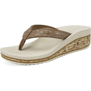 image:imageKuaiLu Womens Platform Flip Flops Arch Support Yoga Mat Boho Dressy Sandal  Comfortable Orthopedic Cushion Wedge SandlesTrendy Outfits Summer Beach Outdoor Walking Travel SandaliasKhaki Beige