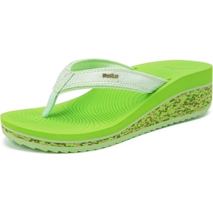 image:imageKuaiLu Womens Platform Flip Flops Arch Support Yoga Mat Boho Dressy Sandal  Comfortable Orthopedic Cushion Wedge SandlesTrendy Outfits Summer Beach Outdoor Walking Travel SandaliasLemon Green