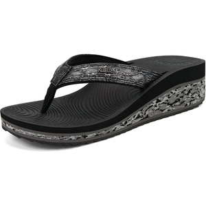 image:imageKuaiLu Womens Platform Flip Flops Arch Support Yoga Mat Boho Dressy Sandal  Comfortable Orthopedic Cushion Wedge SandlesTrendy Outfits Summer Beach Outdoor Walking Travel SandaliasBlack