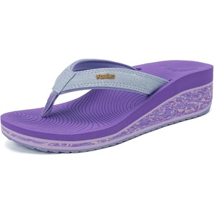 image:imageKuaiLu Womens Platform Flip Flops Arch Support Yoga Mat Boho Dressy Sandal  Comfortable Orthopedic Cushion Wedge SandlesTrendy Outfits Summer Beach Outdoor Walking Travel SandaliasPurple