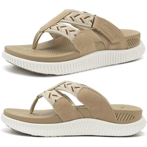 image:imageKuaiLu Womens Orthopedic Flip Flops Comfortable Arch Support Summer Walking Thong Sandals Beach Vacation Boho Outfits Casual NonSlip Shoes Indoor OutdoorBeige