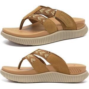 image:imageKuaiLu Womens Orthopedic Flip Flops Comfortable Arch Support Summer Walking Thong Sandals Beach Vacation Boho Outfits Casual NonSlip Shoes Indoor OutdoorKhaki