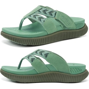 image:imageKuaiLu Womens Orthopedic Flip Flops Comfortable Arch Support Summer Walking Thong Sandals Beach Vacation Boho Outfits Casual NonSlip Shoes Indoor OutdoorSaga Green