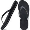 image:imageKuaiLu Womens Fashion Flip Flops Ladies Lightweight Summer Beach Yoga Mat Thong Sandals with Comfortable Arch SupportDeep Black