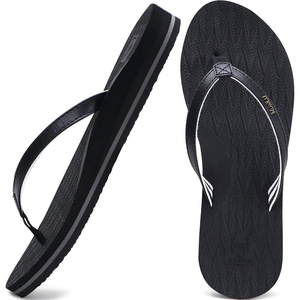 image:imageKuaiLu Womens Fashion Flip Flops Ladies Lightweight Summer Beach Yoga Mat Thong Sandals with Comfortable Arch SupportDeep Black
