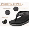 image:imageKuaiLu Womens Platform Flip Flops Comfortable Arch Support Yoga Mat Chic Summer Dressy Sandals Beach Trendy Boho Outfits Wedge Sandles Outdoor Travel Walking Cushion Orthopedic FootwearBlack