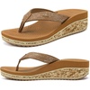 image:imageKuaiLu Womens Platform Flip Flops Comfortable Arch Support Yoga Mat Chic Summer Dressy Sandals Beach Trendy Boho Outfits Wedge Sandles Outdoor Travel Walking Cushion Orthopedic FootwearKhaki