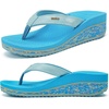 image:imageKuaiLu Womens Platform Flip Flops Comfortable Arch Support Yoga Mat Chic Summer Dressy Sandals Beach Trendy Boho Outfits Wedge Sandles Outdoor Travel Walking Cushion Orthopedic FootwearBlue