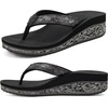 image:imageKuaiLu Womens Platform Flip Flops Comfortable Arch Support Yoga Mat Chic Summer Dressy Sandals Beach Trendy Boho Outfits Wedge Sandles Outdoor Travel Walking Cushion Orthopedic FootwearBlack