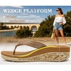 image:imageKuaiLu Womens Platform Flip Flops Comfortable Arch Support Yoga Mat Chic Summer Dressy Sandals Beach Trendy Boho Outfits Wedge Sandles Outdoor Travel Walking Cushion Orthopedic FootwearKhaki