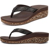 image:imageKuaiLu Womens Platform Flip Flops Comfortable Arch Support Yoga Mat Chic Summer Dressy Sandals Beach Trendy Boho Outfits Wedge Sandles Outdoor Travel Walking Cushion Orthopedic FootwearBrown
