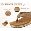 image:imageKuaiLu Womens Platform Flip Flops Comfortable Arch Support Yoga Mat Chic Summer Dressy Sandals Beach Trendy Boho Outfits Wedge Sandles Outdoor Travel Walking Cushion Orthopedic FootwearKhaki