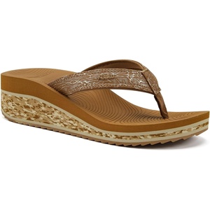 image:imageKuaiLu Womens Platform Flip Flops Comfortable Arch Support Yoga Mat Chic Summer Dressy Sandals Beach Trendy Boho Outfits Wedge Sandles Outdoor Travel Walking Cushion Orthopedic FootwearKhaki