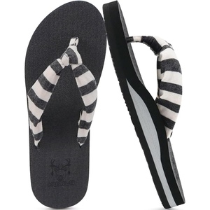 image:imageKuaiLu Flip Flops for Women with Arch Support Summer Beach Thong Sandals  Comfortable Yoga Mat Walking Shoes Cushion Slip On Casual Outfits Indoor OutdoorBlack White