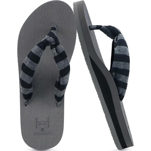 image:imageKuaiLu Flip Flops for Women with Arch Support Summer Beach Thong Sandals  Comfortable Yoga Mat Walking Shoes Cushion Slip On Casual Outfits Indoor OutdoorGrey Black