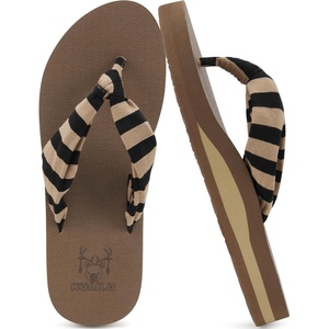 image:imageKuaiLu Flip Flops for Women with Arch Support Summer Beach Thong Sandals  Comfortable Yoga Mat Walking Shoes Cushion Slip On Casual Outfits Indoor OutdoorBrown Black