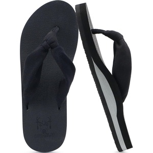 image:imageKuaiLu Flip Flops for Women with Arch Support Summer Beach Thong Sandals  Comfortable Yoga Mat Walking Shoes Cushion Slip On Casual Outfits Indoor OutdoorBlack