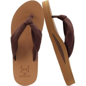 image:imageKuaiLu Flip Flops for Women with Arch Support Summer Beach Thong Sandals  Comfortable Yoga Mat Walking Shoes Cushion Slip On Casual Outfits Indoor OutdoorBrown Khaki
