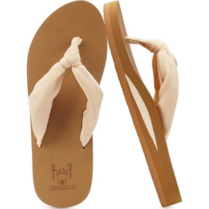 image:imageKuaiLu Flip Flops for Women with Arch Support Summer Beach Thong Sandals  Comfortable Yoga Mat Walking Shoes Cushion Slip On Casual Outfits Indoor OutdoorBeige Khaki