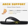 image:imageKuaiLu Mens Faux Leather Flip Flops with Comfortable Arch Support  Summer Beach Yoga Mat Cushion Walking Thong Sandals Slip On Indoor OutdoorAll Black