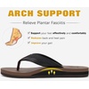 image:imageKuaiLu Mens Faux Leather Flip Flops with Comfortable Arch Support  Summer Beach Yoga Mat Cushion Walking Thong Sandals Slip On Indoor OutdoorBlack Brown