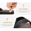 image:imageKuaiLu Mens Faux Leather Flip Flops with Comfortable Arch Support  Summer Beach Yoga Mat Cushion Walking Thong Sandals Slip On Indoor OutdoorBlack Brown