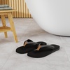 image:imageKuaiLu Mens Faux Leather Flip Flops with Comfortable Arch Support  Summer Beach Yoga Mat Cushion Walking Thong Sandals Slip On Indoor OutdoorBlack Grey