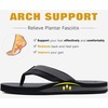 image:imageKuaiLu Mens Faux Leather Flip Flops with Comfortable Arch Support  Summer Beach Yoga Mat Cushion Walking Thong Sandals Slip On Indoor OutdoorBlack Grey