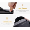 image:imageKuaiLu Mens Faux Leather Flip Flops with Comfortable Arch Support  Summer Beach Yoga Mat Cushion Walking Thong Sandals Slip On Indoor OutdoorBlack Grey