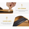image:imageKuaiLu Mens Faux Leather Flip Flops with Comfortable Arch Support  Summer Beach Yoga Mat Cushion Walking Thong Sandals Slip On Indoor OutdoorBlack Khaki