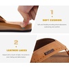 image:imageKuaiLu Mens Faux Leather Flip Flops with Comfortable Arch Support  Summer Beach Yoga Mat Cushion Walking Thong Sandals Slip On Indoor OutdoorBright Brown