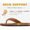 image:imageKuaiLu Mens Faux Leather Flip Flops with Comfortable Arch Support  Summer Beach Yoga Mat Cushion Walking Thong Sandals Slip On Indoor OutdoorBright Brown