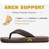 image:imageKuaiLu Mens Faux Leather Flip Flops with Comfortable Arch Support  Summer Beach Yoga Mat Cushion Walking Thong Sandals Slip On Indoor OutdoorBrown Reddish