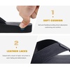 image:imageKuaiLu Mens Faux Leather Flip Flops with Comfortable Arch Support  Summer Beach Yoga Mat Cushion Walking Thong Sandals Slip On Indoor OutdoorCoal Black