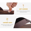 image:imageKuaiLu Mens Faux Leather Flip Flops with Comfortable Arch Support  Summer Beach Yoga Mat Cushion Walking Thong Sandals Slip On Indoor OutdoorCoffee