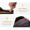 image:imageKuaiLu Mens Faux Leather Flip Flops with Comfortable Arch Support  Summer Beach Yoga Mat Cushion Walking Thong Sandals Slip On Indoor OutdoorDark Brown