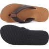 image:imageKuaiLu Mens Faux Leather Flip Flops with Comfortable Arch Support  Summer Beach Yoga Mat Cushion Walking Thong Sandals Slip On Indoor OutdoorKhaki