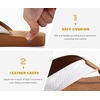 image:imageKuaiLu Mens Faux Leather Flip Flops with Comfortable Arch Support  Summer Beach Yoga Mat Cushion Walking Thong Sandals Slip On Indoor OutdoorKhaki White