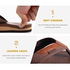 image:imageKuaiLu Mens Faux Leather Flip Flops with Comfortable Arch Support  Summer Beach Yoga Mat Cushion Walking Thong Sandals Slip On Indoor OutdoorReddish Brown