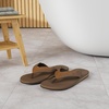 image:imageKuaiLu Mens Faux Leather Flip Flops with Comfortable Arch Support  Summer Beach Yoga Mat Cushion Walking Thong Sandals Slip On Indoor OutdoorReddish Brown