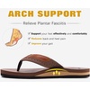image:imageKuaiLu Mens Faux Leather Flip Flops with Comfortable Arch Support  Summer Beach Yoga Mat Cushion Walking Thong Sandals Slip On Indoor OutdoorReddish Brown