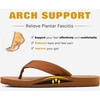 image:imageKuaiLu Mens Faux Leather Flip Flops with Comfortable Arch Support  Summer Beach Yoga Mat Cushion Walking Thong Sandals Slip On Indoor OutdoorTan