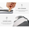 image:imageKuaiLu Mens Faux Leather Flip Flops with Comfortable Arch Support  Summer Beach Yoga Mat Cushion Walking Thong Sandals Slip On Indoor OutdoorWhite Grey