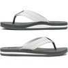 image:imageKuaiLu Mens Faux Leather Flip Flops with Comfortable Arch Support  Summer Beach Yoga Mat Cushion Walking Thong Sandals Slip On Indoor OutdoorWhite Grey