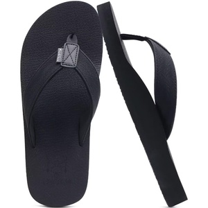 image:imageKuaiLu Mens Faux Leather Flip Flops with Comfortable Arch Support  Summer Beach Yoga Mat Cushion Walking Thong Sandals Slip On Indoor OutdoorCoal Black
