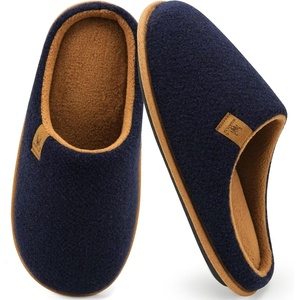 image:imageKuaiLu Mens House Memory Foam Scuff Slippers Felt BlendLining Home Shoes  Comfortable Slip On Warm Cushion Pantuflas For BedroomLightweight Casual Walking Indoor Outdoor Garden Footwear US715Felt Blue Brown