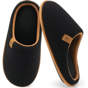 image:imageKuaiLu Mens House Memory Foam Scuff Slippers Felt BlendLining Home Shoes  Comfortable Slip On Warm Cushion Pantuflas For BedroomLightweight Casual Walking Indoor Outdoor Garden Footwear US715Felt Black Brown